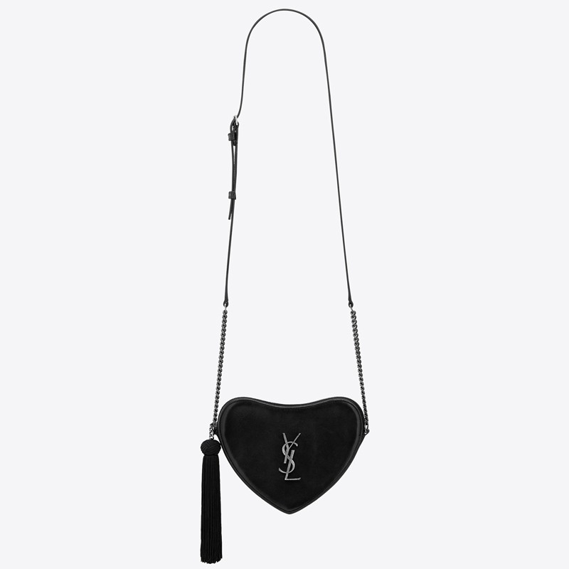 Sa**t Lau*nt black monogram heart cross body bag