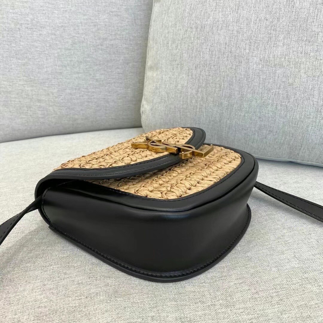 Sa**t Lau*nt kaia small bag in raffia and leather