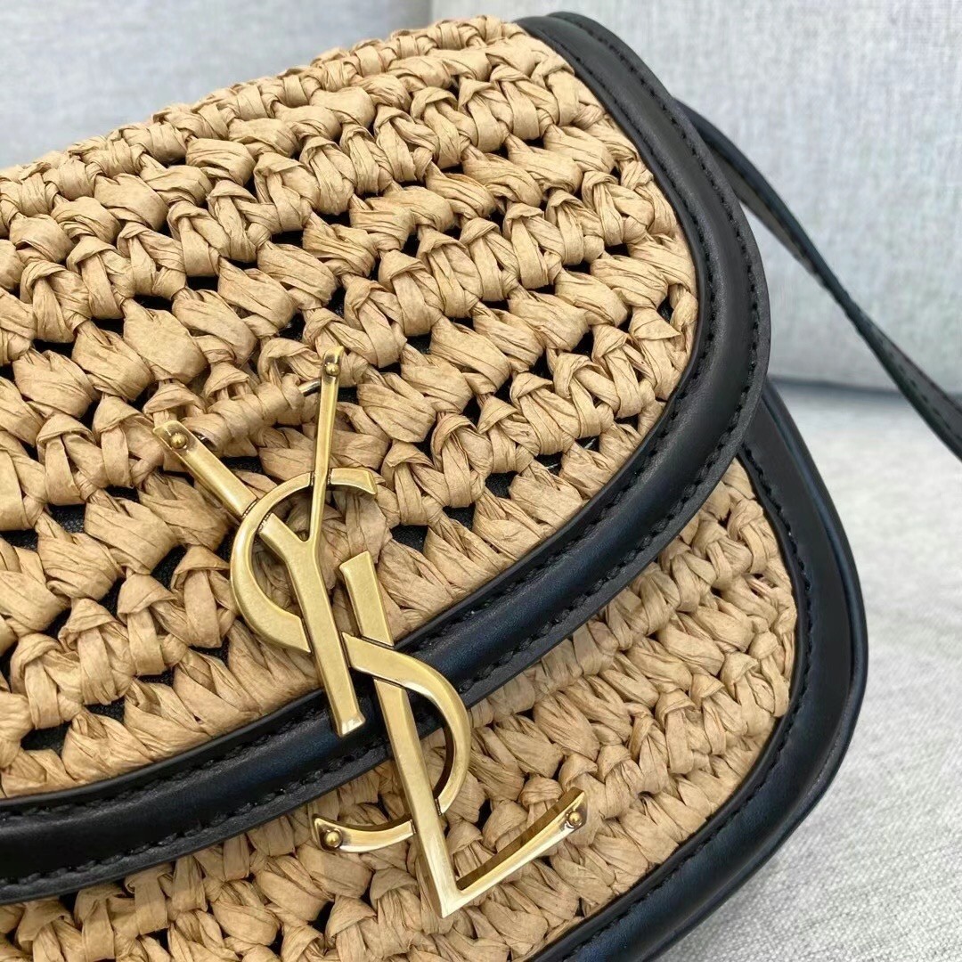 Sa**t Lau*nt kaia small bag in raffia and leather