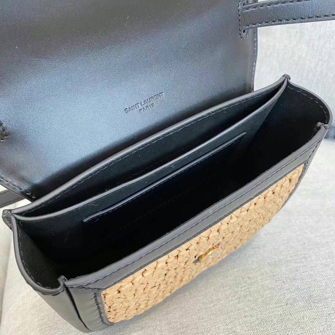 Sa**t Lau*nt kaia small bag in raffia and leather