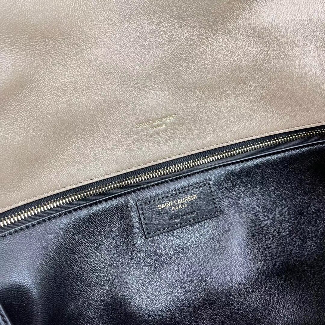 Sa**t Lau*nt sade puffer envelope clutch in beige lambskin