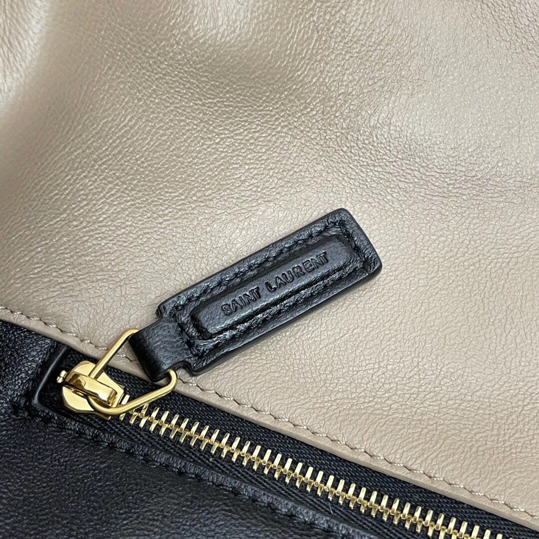 Sa**t Lau*nt sade puffer envelope clutch in beige lambskin