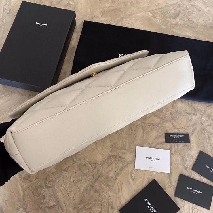 Sa**t Lau*nt sade puffer envelope clutch in white lambskin