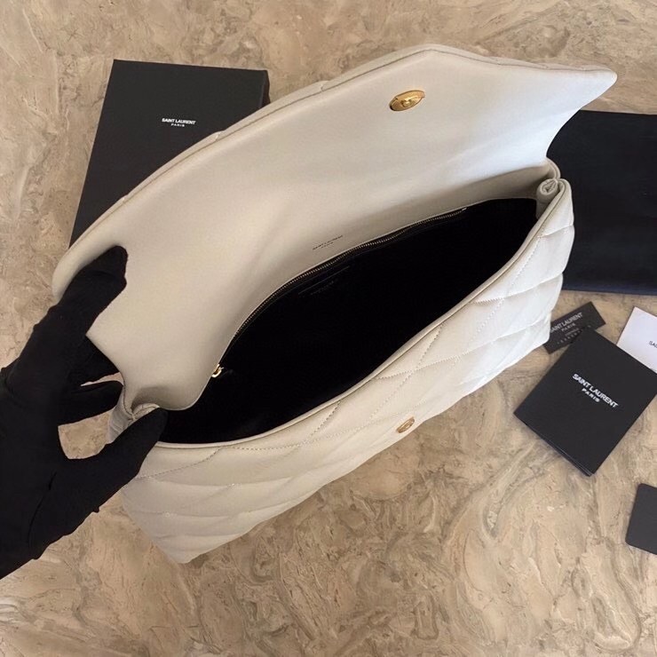 Sa**t Lau*nt sade puffer envelope clutch in white lambskin