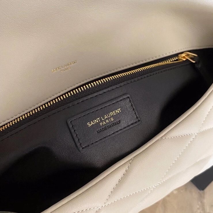 Sa**t Lau*nt sade puffer envelope clutch in white lambskin