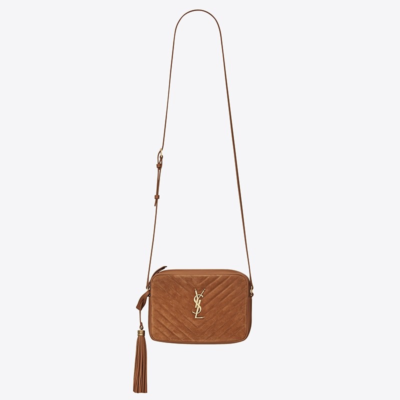 Sa**t Lau*nt lou camera bag in brown quilted suede