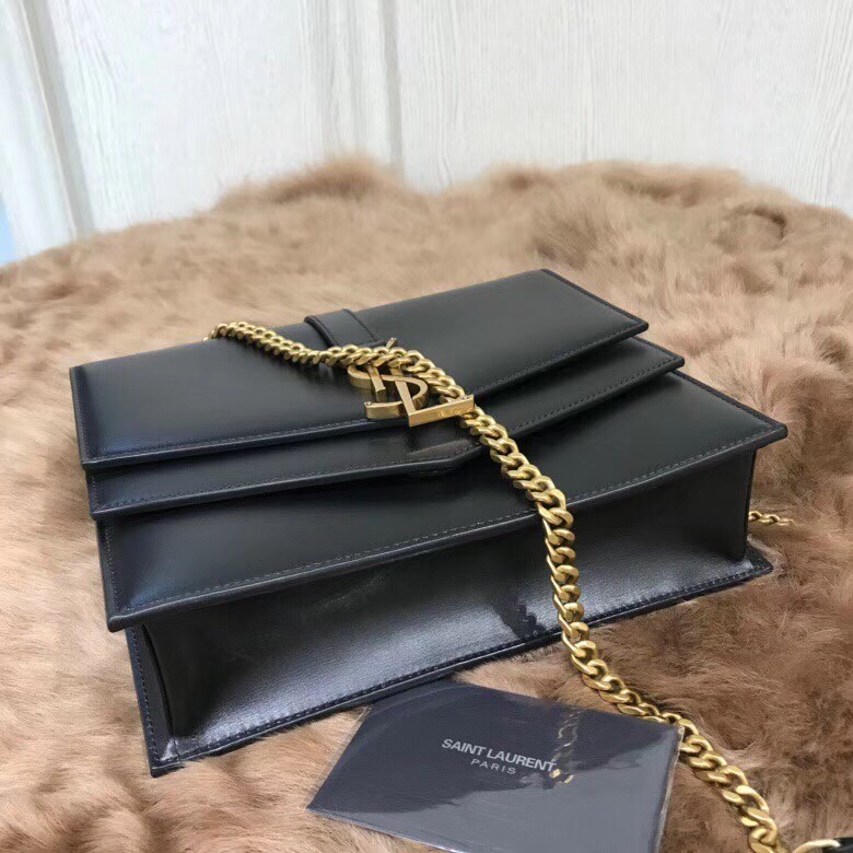 Sa**t Lau*nt medium sulpice bag in black calfskin