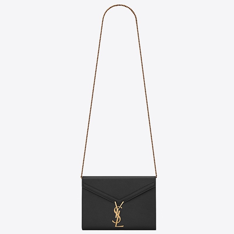 Sa**t Lau*nt woc cassandra chain wallet in black leather