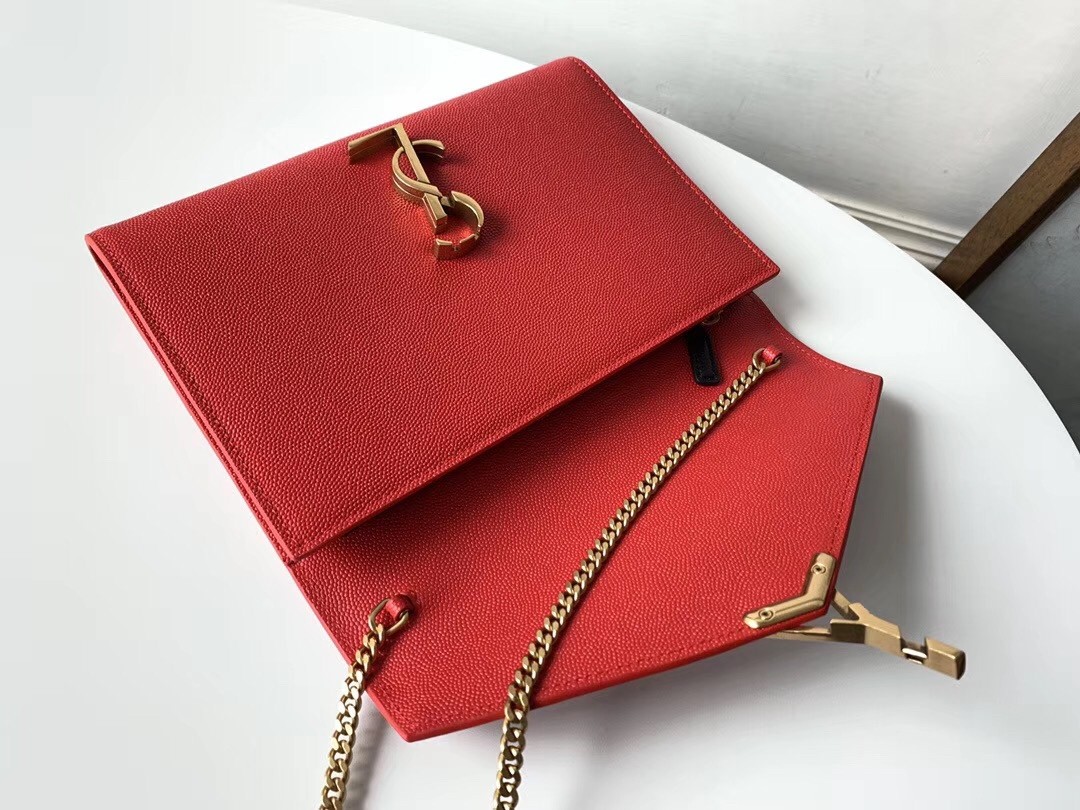 Sa**t Lau*nt woc cassandra chain wallet in red leather