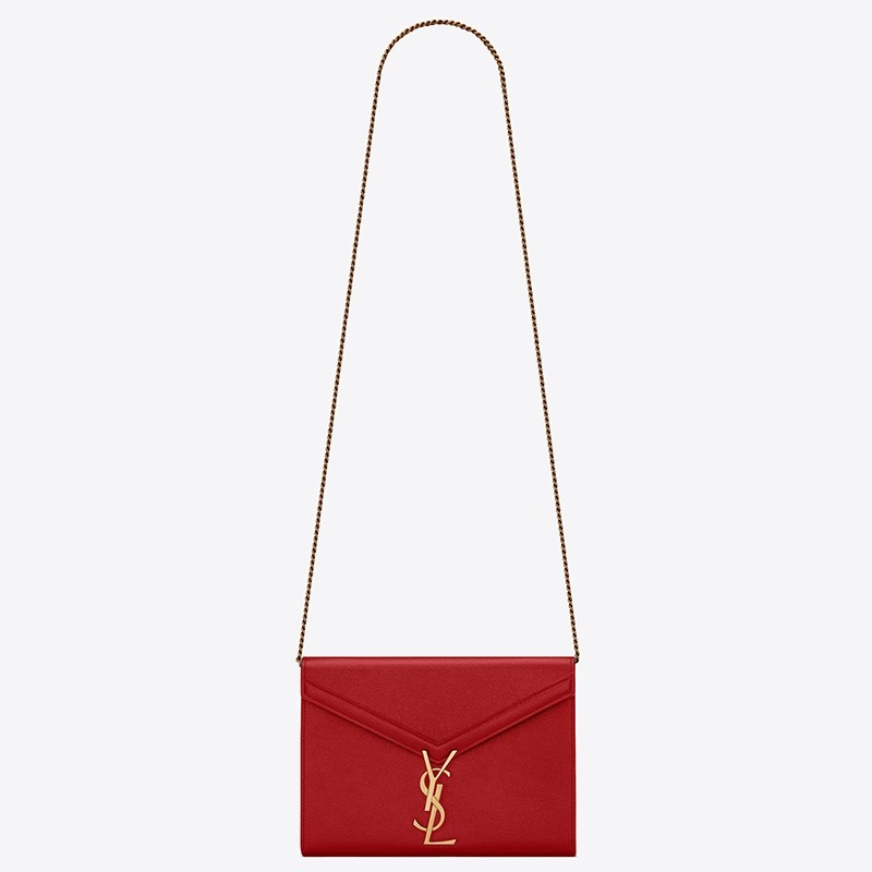 Sa**t Lau*nt woc cassandra chain wallet in red leather