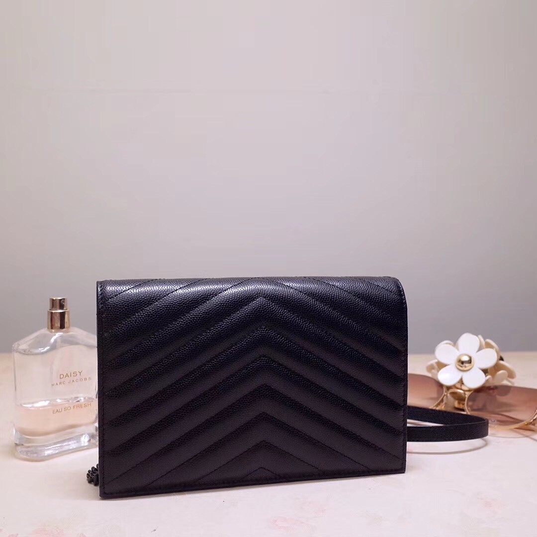 Sa**t Lau*nt woc envelope chain wallet all black