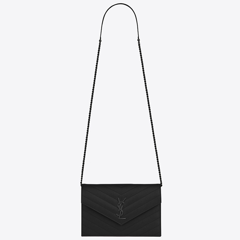 Sa**t Lau*nt woc envelope chain wallet all black