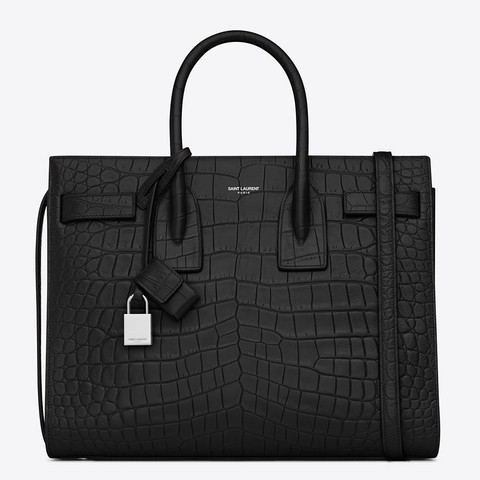 Sa**t Lau*nt small sac de jour bag in black crocodile leather