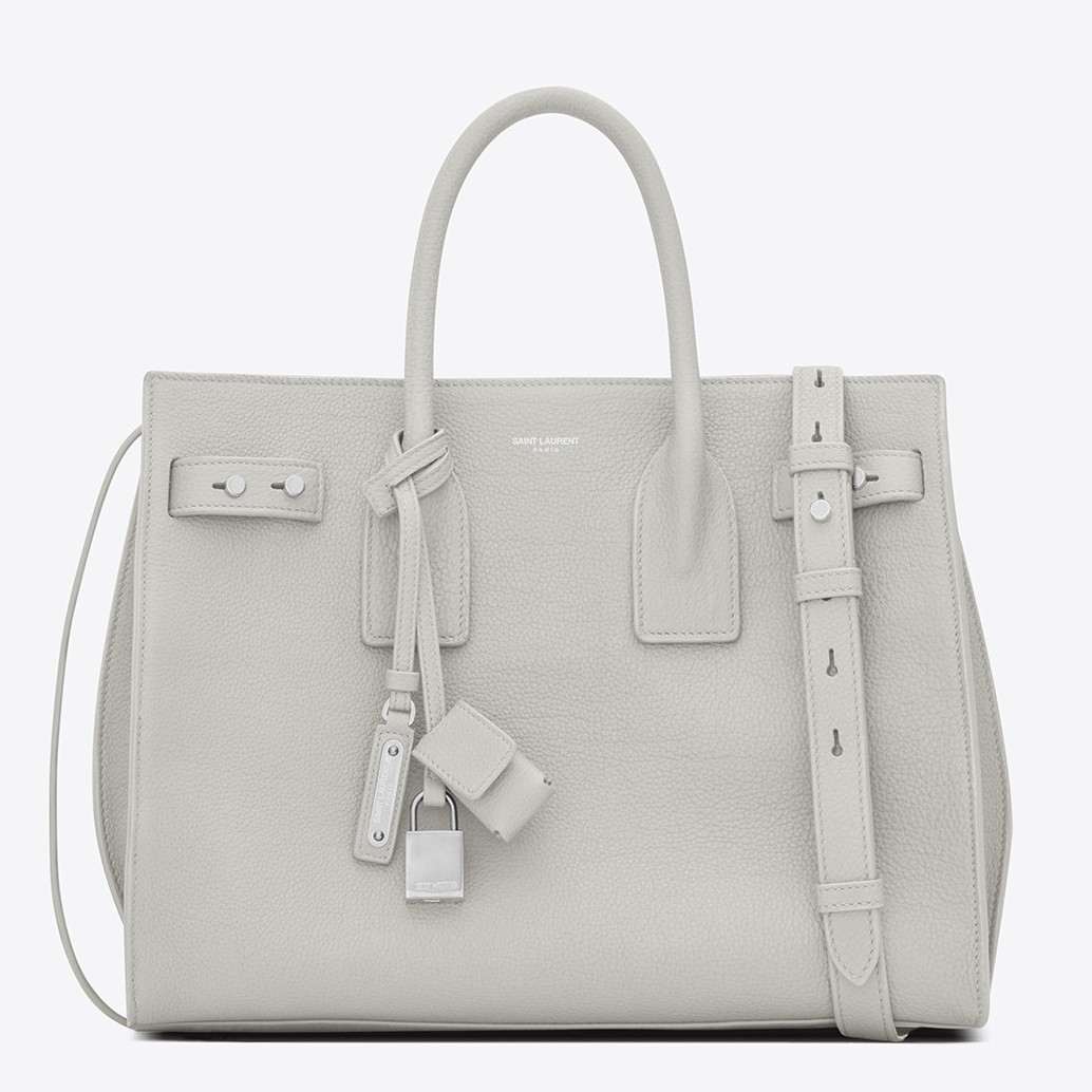 Sa**t Lau*nt small sac de jour souple bag in white grained leather