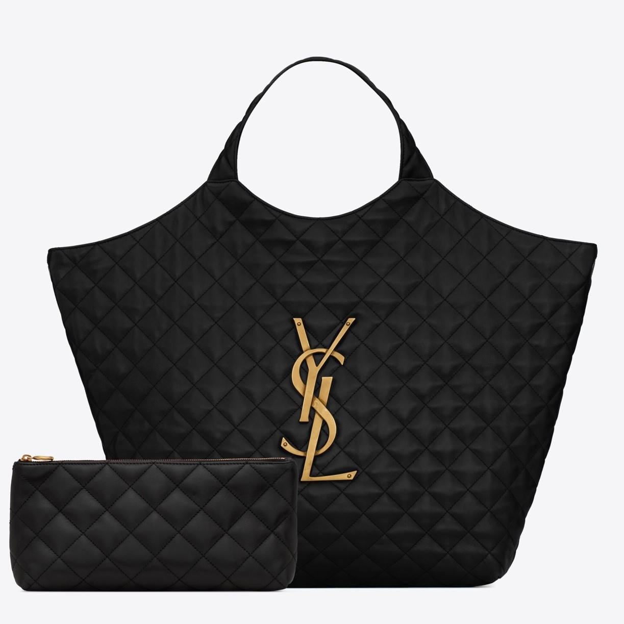 Sa**t Lau*nt icare maxi shopping bag in black quilted lambskin