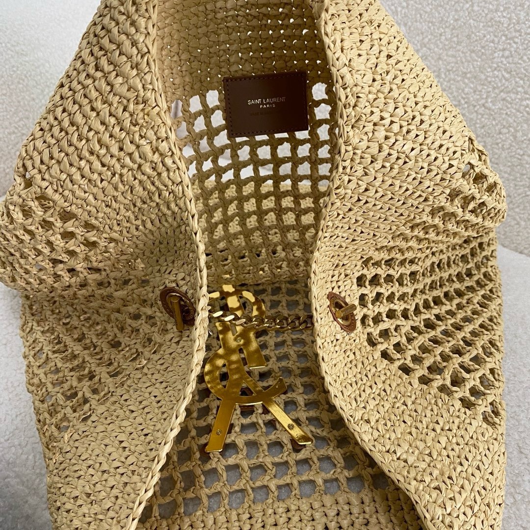 Sa**t Lau*nt icare maxi shopping bag in naturel raffia