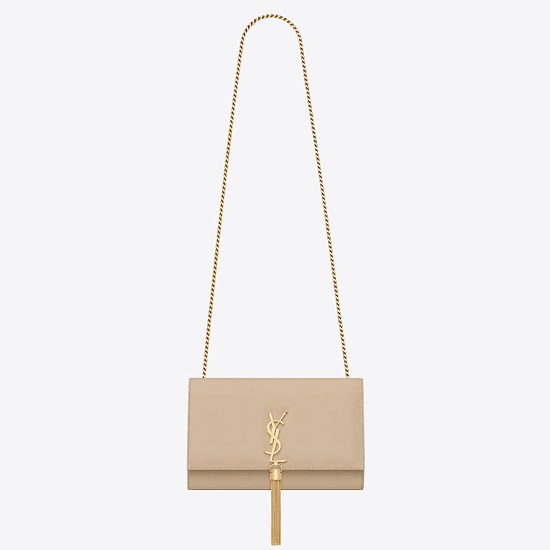 Sa**t Lau*nt medium kate bag with tassel in powder smooth leather