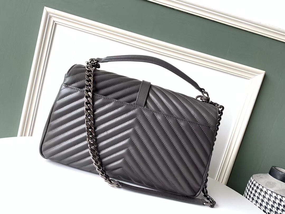 Sa**t Lau*nt college large bag in grey matelasse leather