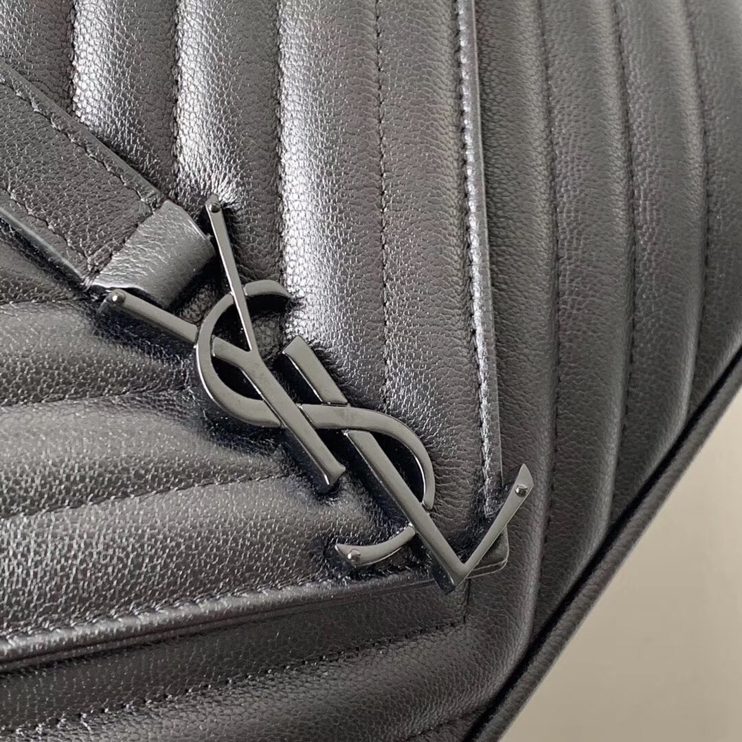 Sa**t Lau*nt college large all black matelasse leather bag