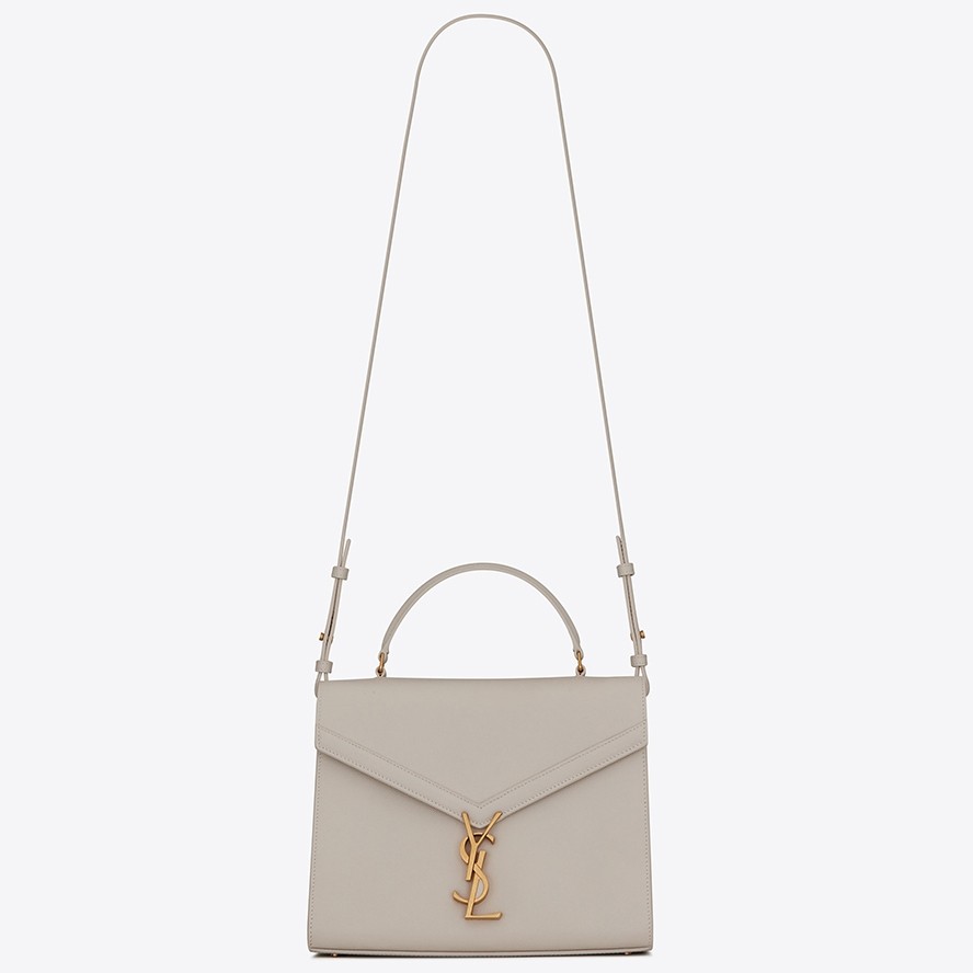 Sa**t Lau*nt cassandra medium bag in white grained leather