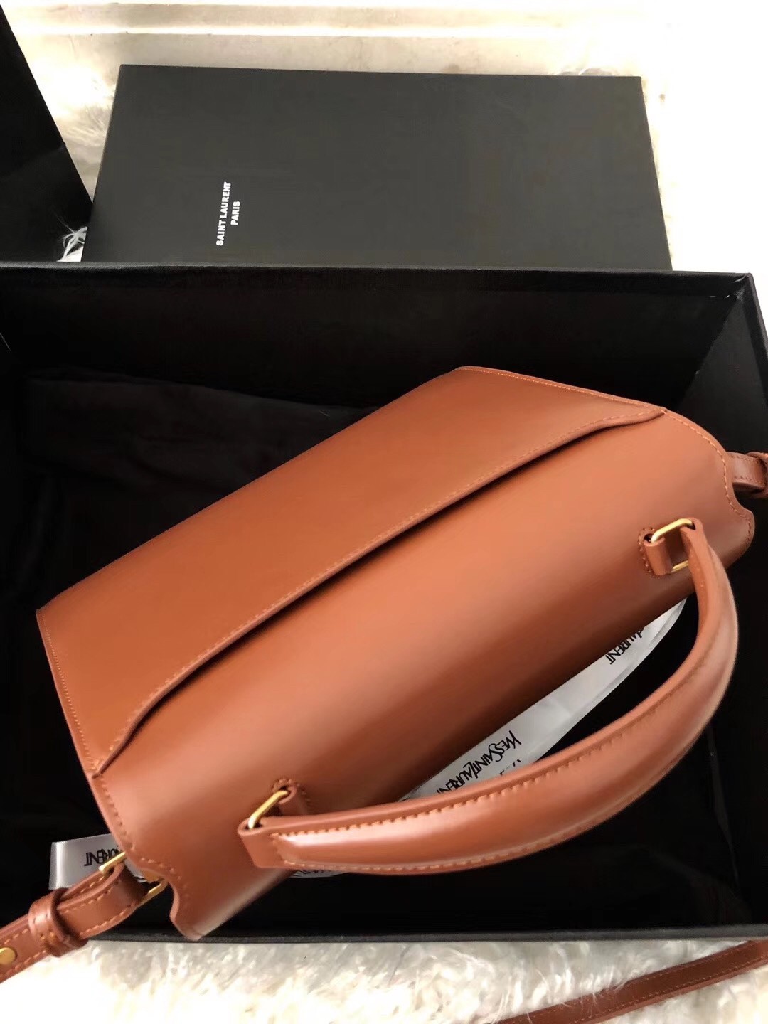 Sa**t Lau*nt cassandra medium bag in brown suede