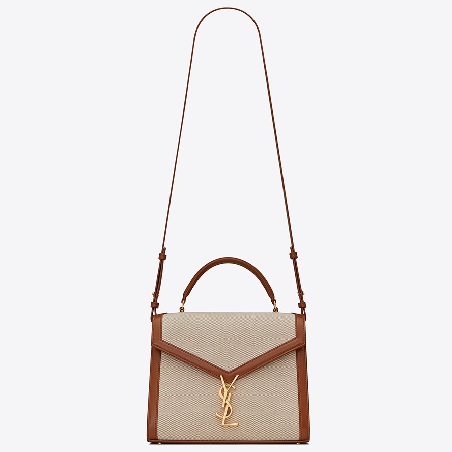 Sa**t Lau*nt cassandra medium bag in beige canvas