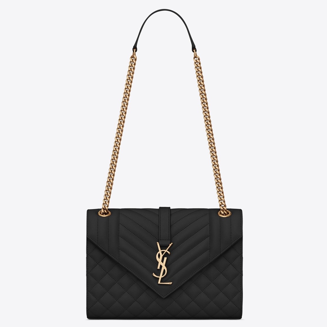 Sa**t Lau*nt medium envelope bag in black grained leather