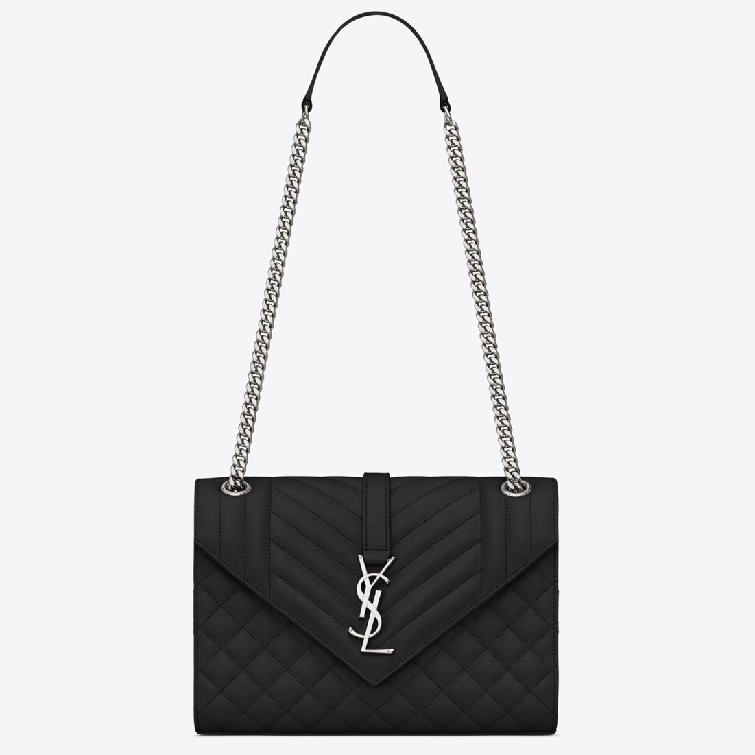 Sa**t Lau*nt medium envelope bag in noir grained leather