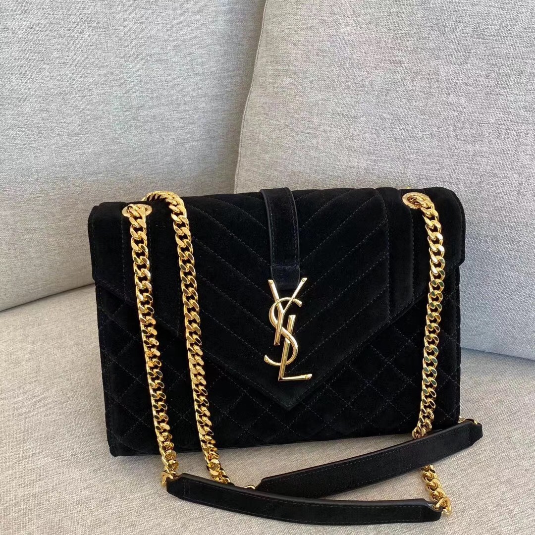 Sa**t Lau*nt medium envelope bag in black suede