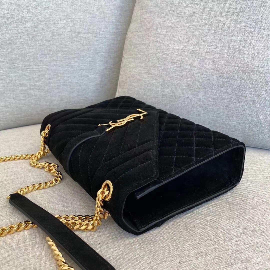 Sa**t Lau*nt medium envelope bag in black suede