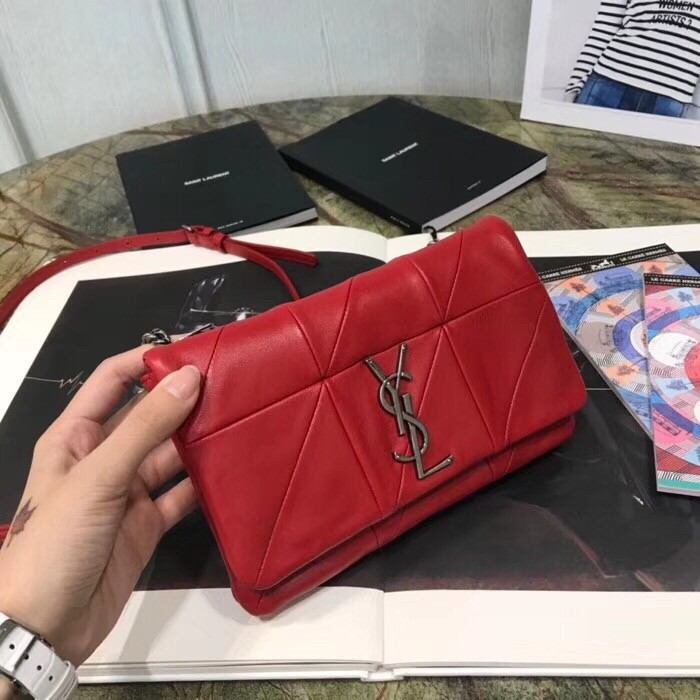 Sa**t Lau*nt jamie chain wallet in red patchwork lambskin