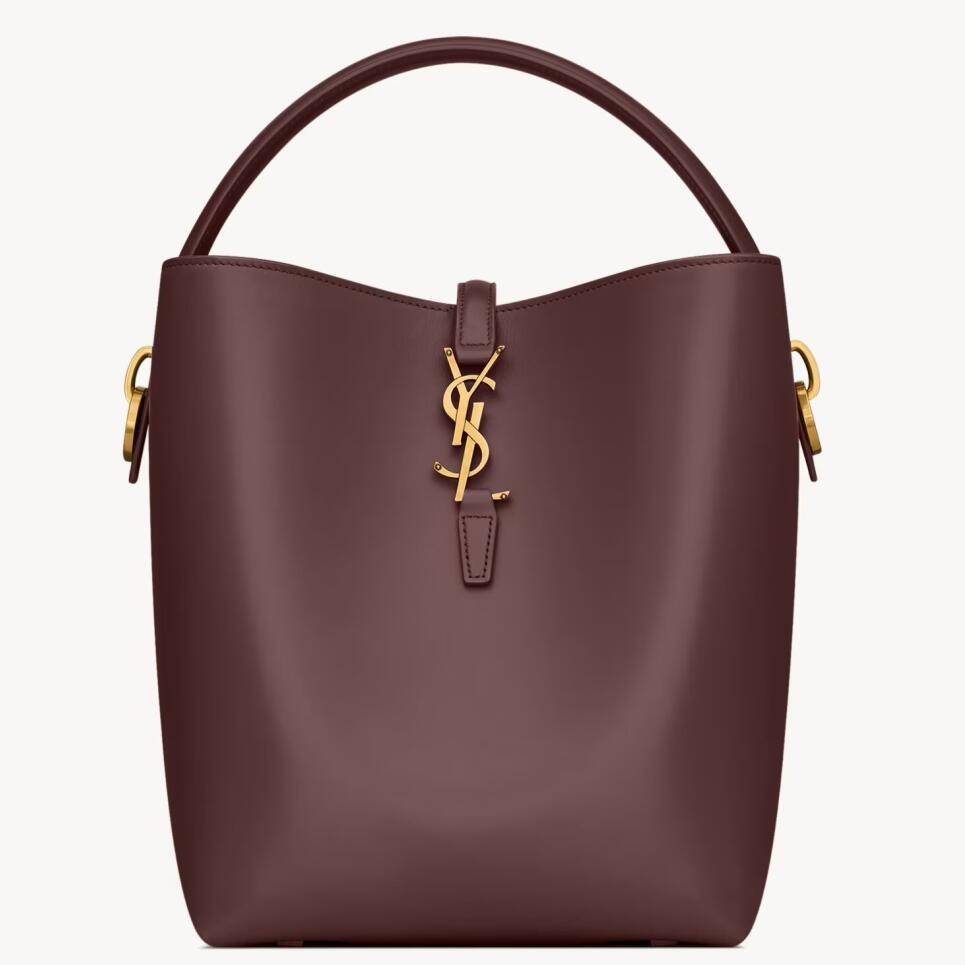 Sa**t Lau*nt le 37 large bucket bag in burgundy leather