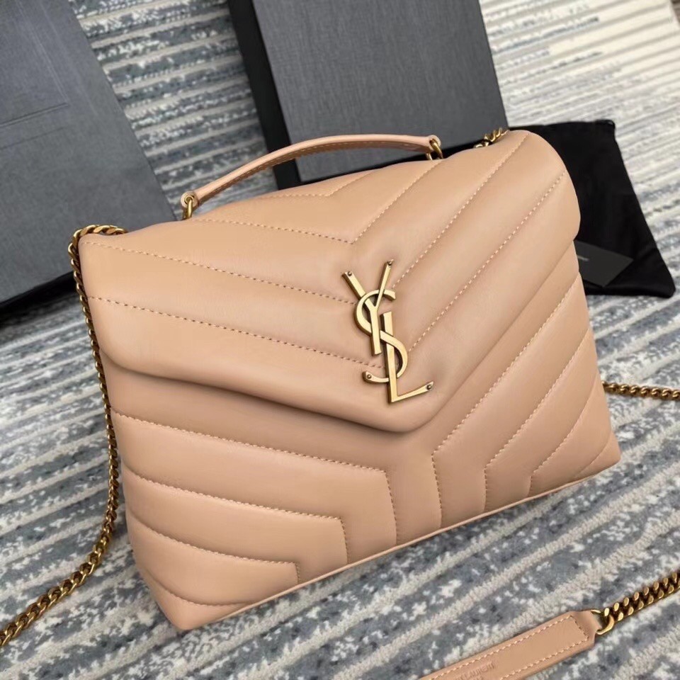Sa**t Lau*nt loulou small bag in dark beige leather