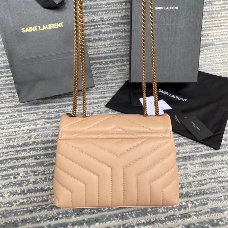 Sa**t Lau*nt loulou small bag in dark beige leather
