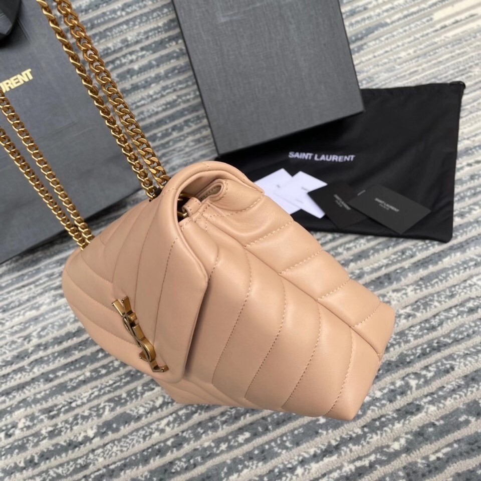 Sa**t Lau*nt loulou small bag in dark beige leather