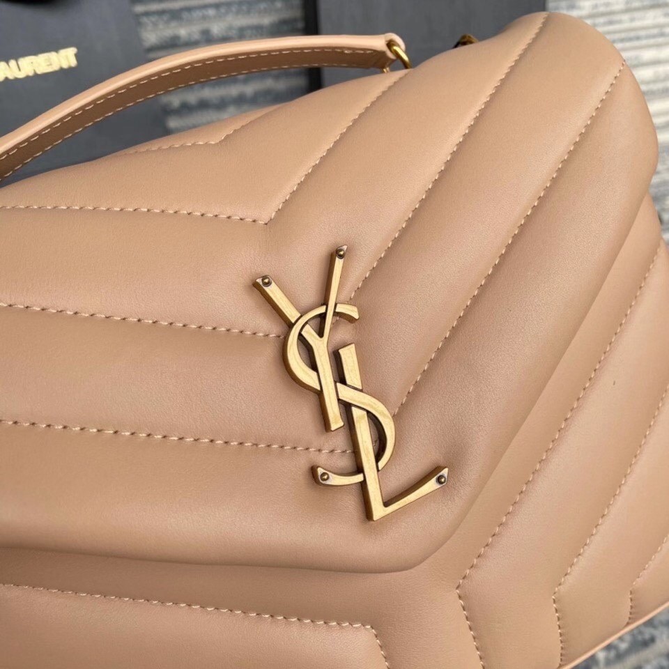 Sa**t Lau*nt loulou small bag in dark beige leather