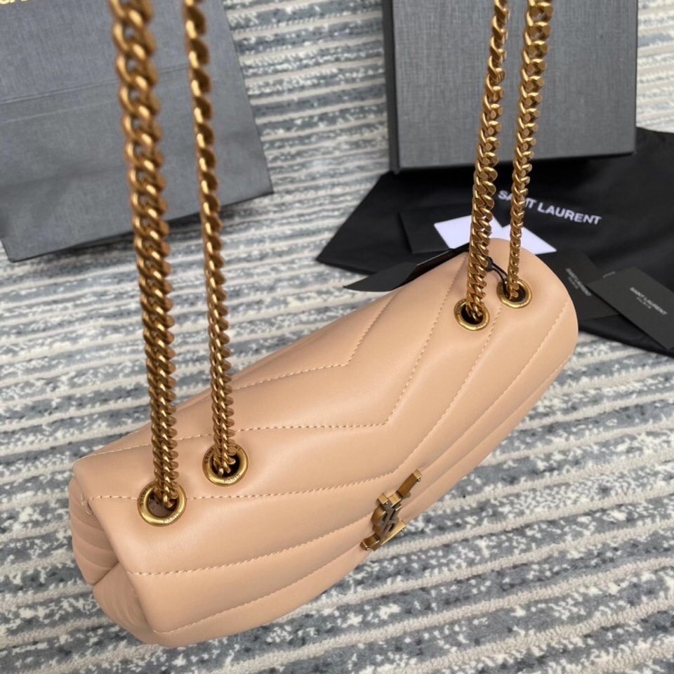 Sa**t Lau*nt loulou small bag in dark beige leather