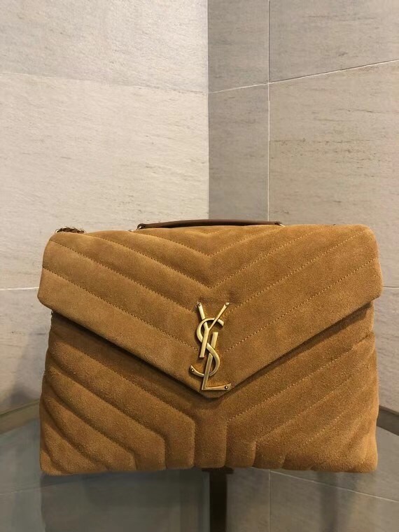 Sa**t Lau*nt loulou medium bag in brown suede leather