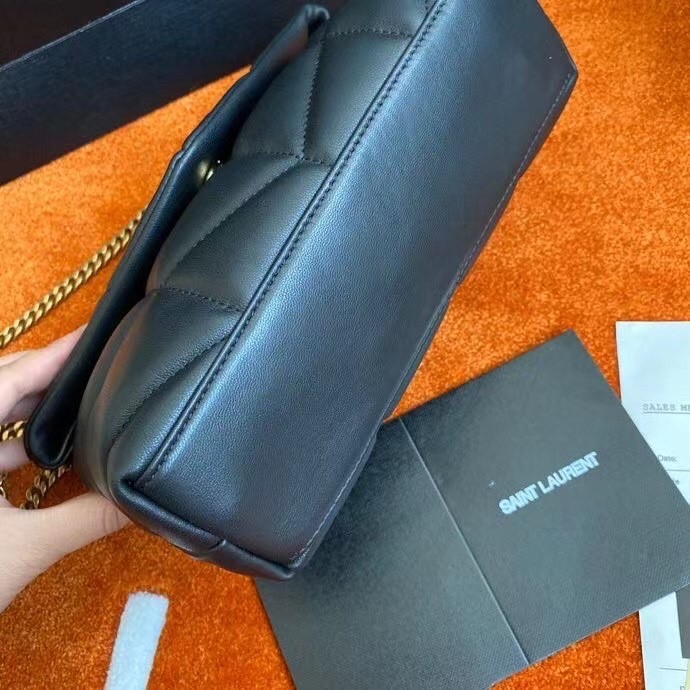 Sa**t Lau*nt puffer toy bag in black lambskin