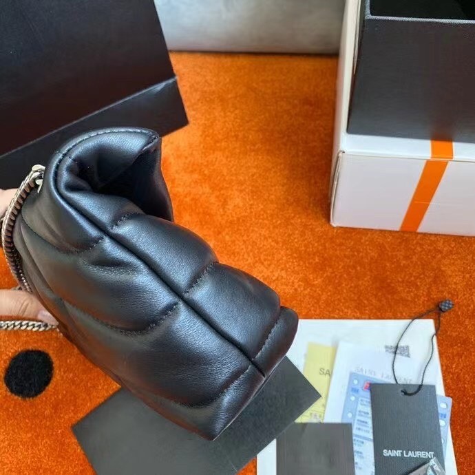 Sa**t Lau*nt puffer toy bag in noir lambskin