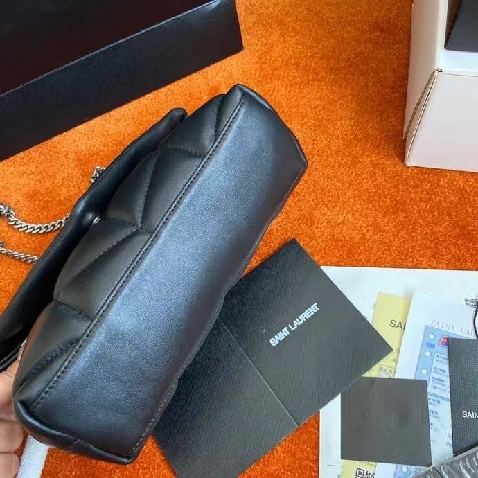 Sa**t Lau*nt puffer toy bag in noir lambskin
