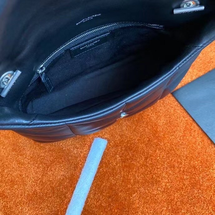 Sa**t Lau*nt puffer toy bag in noir lambskin