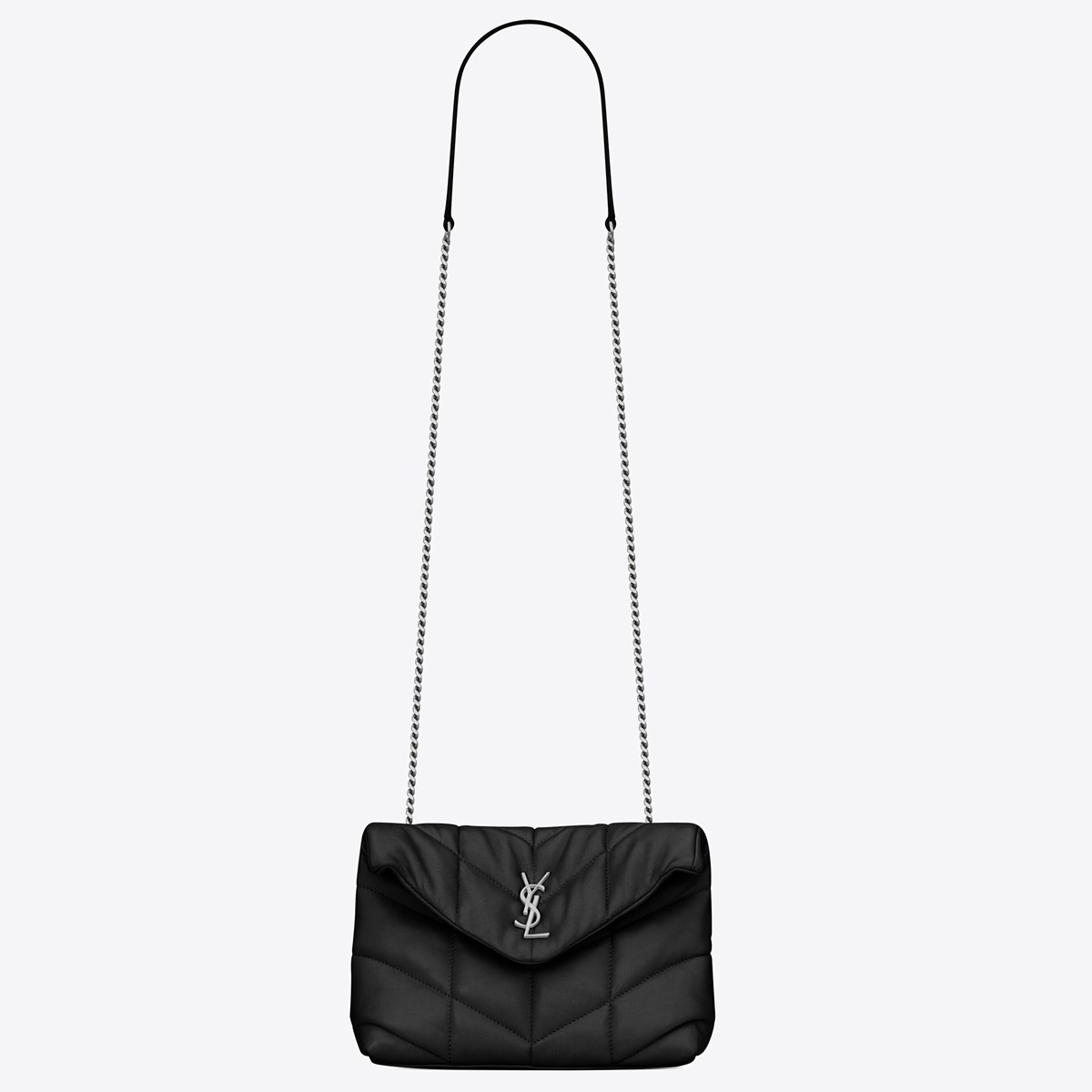 Sa**t Lau*nt puffer toy bag in noir lambskin
