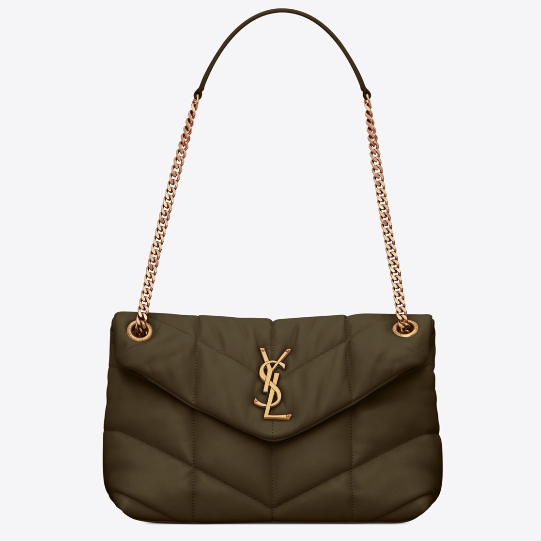 Sa**t Lau*nt loulou puffer small bag in green lambskin