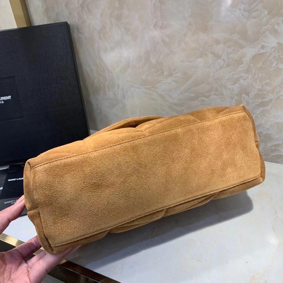 Sa**t Lau*nt loulou puffer small bag in brown suede leather