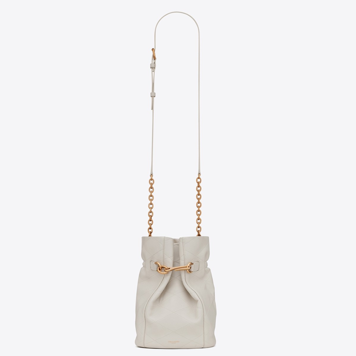 Sa**t Lau*nt le maillon hook bucket bag in white lambskin
