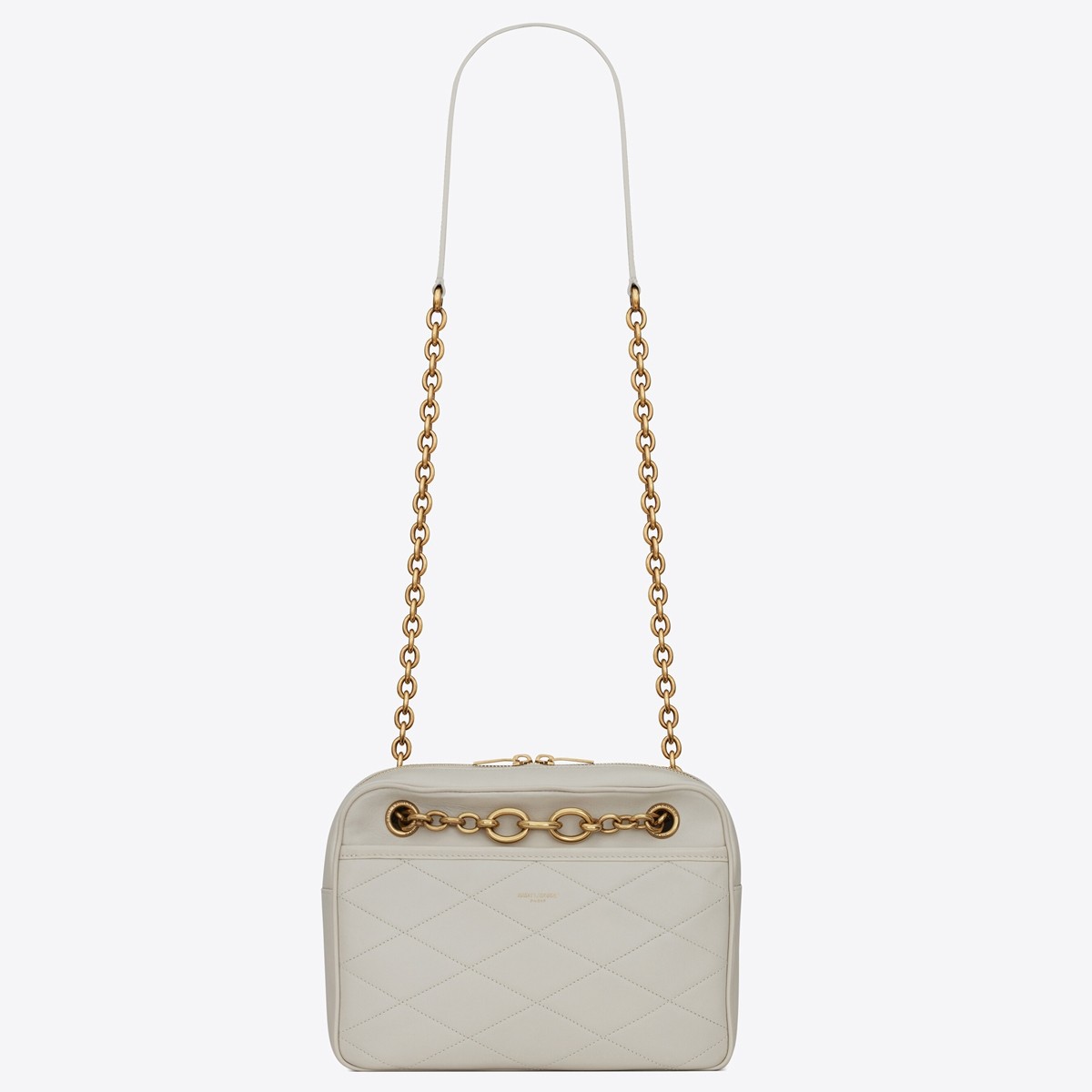 Sa**t Lau*nt le maillon small chain bag in white lambskin