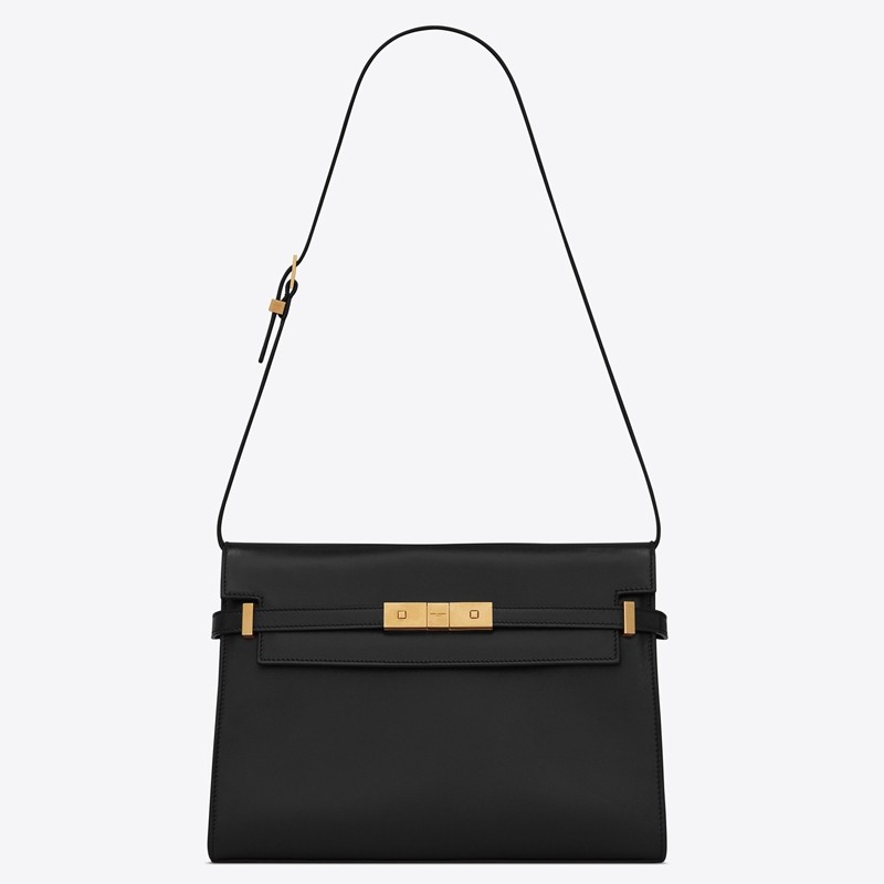 Sa**t Lau*nt manhattan baguette bag in black calfskin