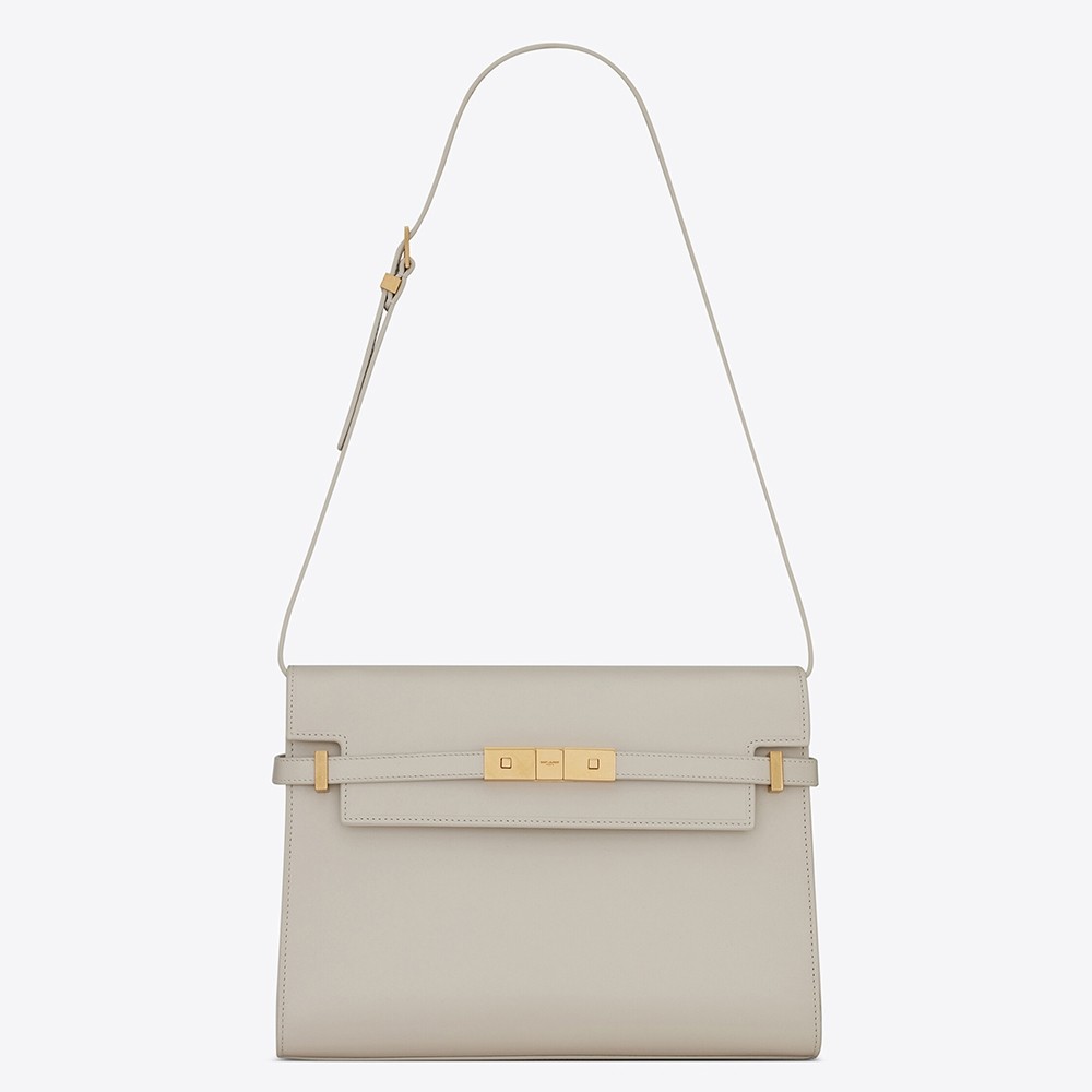 Sa**t Lau*nt manhattan baguette bag in white calfskin