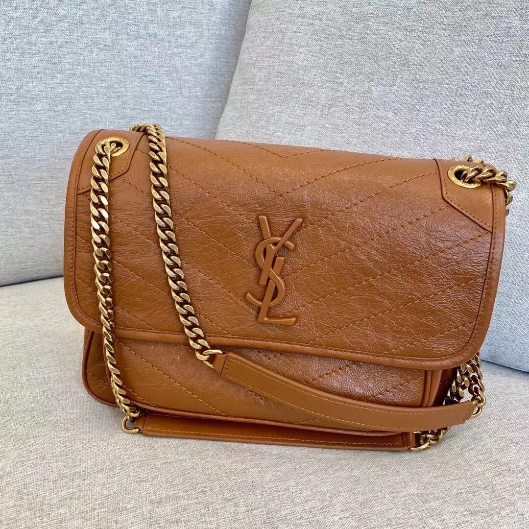 Sa**t Lau*nt medium niki bag in brown calfskin
